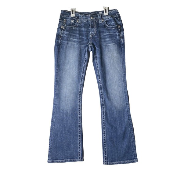 Miss Me Jeans Womens Size 27 Bootcut Bling Thick Stitch Equestrian Low R… - Picture 1 of 9